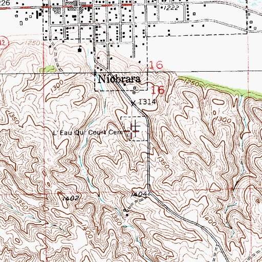 Topographic Map of L'eau Qui Court Cemetery, NE