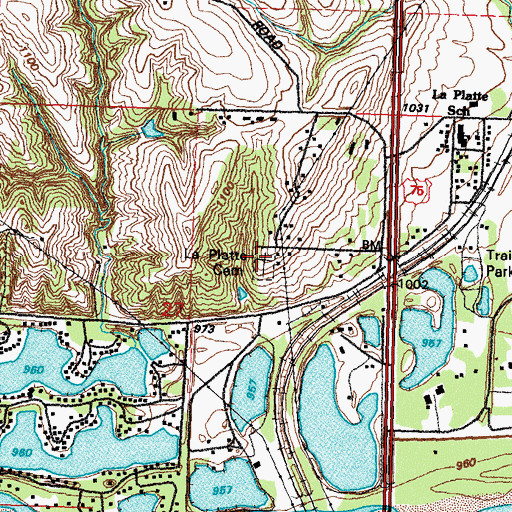 Topographic Map of LaPlatte Cemetery, NE
