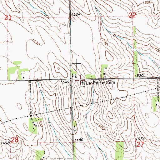 Topographic Map of LaPorte Cemetery, NE