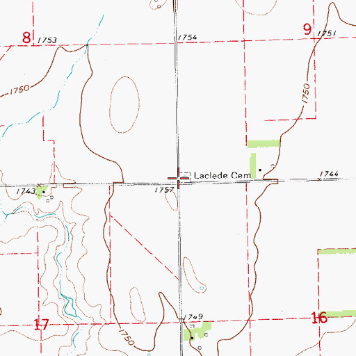 Topographic Map of Laclede Cemetery, NE