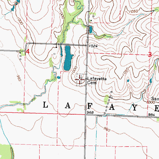 Topographic Map of Lafayette Cemetery, NE