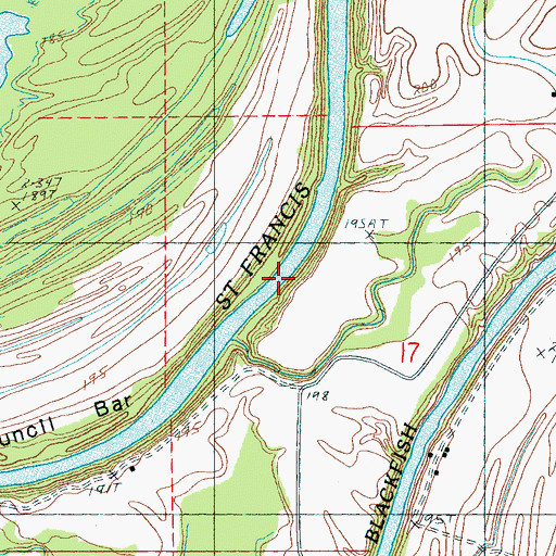 Topographic Map of Robinson Ferry (historical), AR
