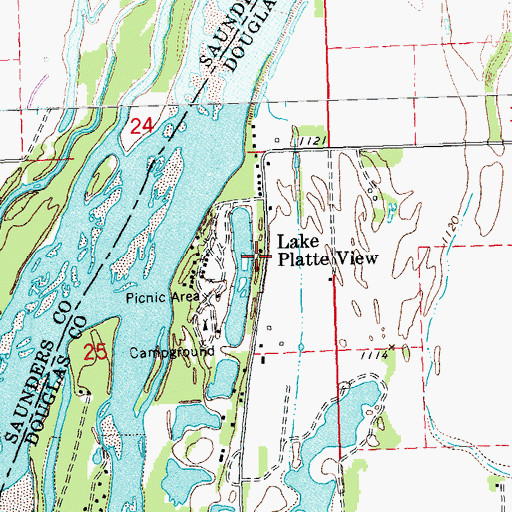 Topographic Map of Lake Platte View, NE