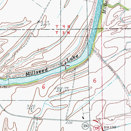 Topographic Map of Millseed Lake, AR