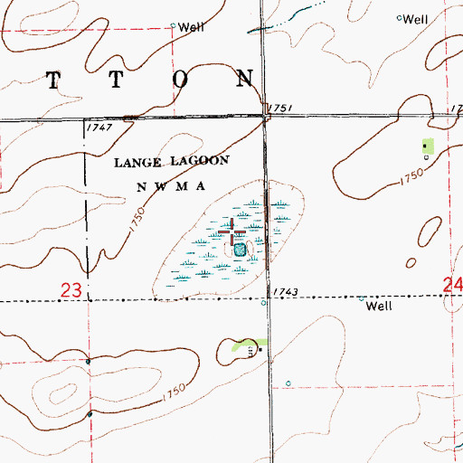 Topographic Map of Lange Lagoon National Wildlife Management Area, NE