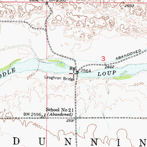 Topographic Map of Laughran Bridge, NE