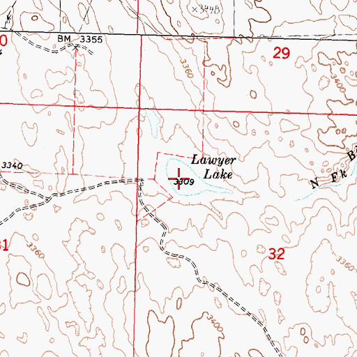 Topographic Map of Lawyer Lake, NE