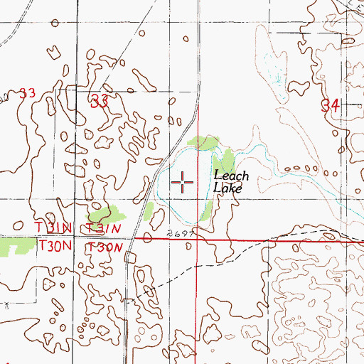 Topographic Map of Leach Lake, NE