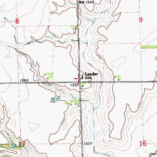 Topographic Map of Leader School, NE