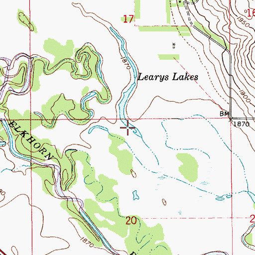 Topographic Map of Learys Lakes, NE