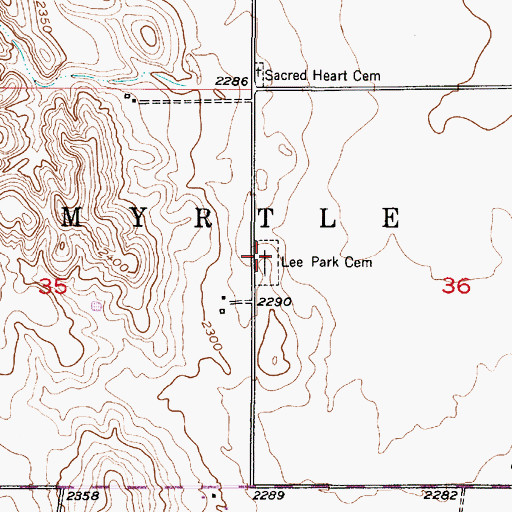 Topographic Map of Lee Park Cemetery, NE