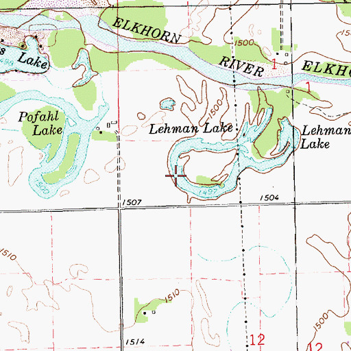 Topographic Map of Lehman Lake, NE