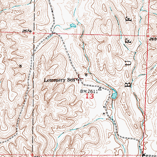 Topographic Map of Lemmery School, NE