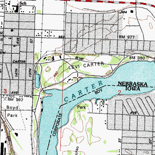 Topographic Map of Levi Carter Park, NE