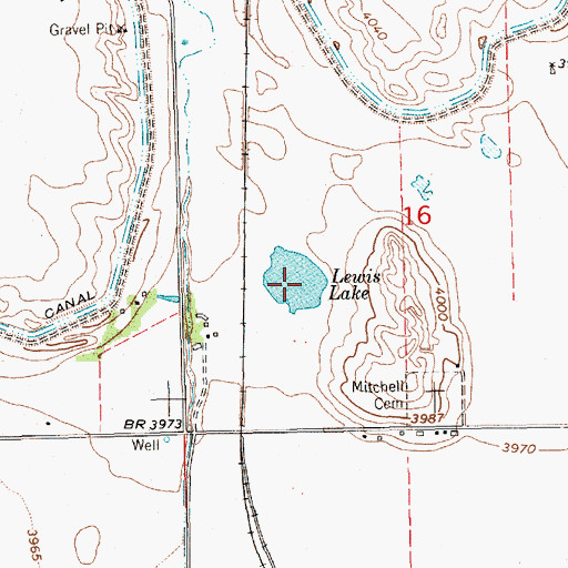 Topographic Map of Lewis Lake, NE