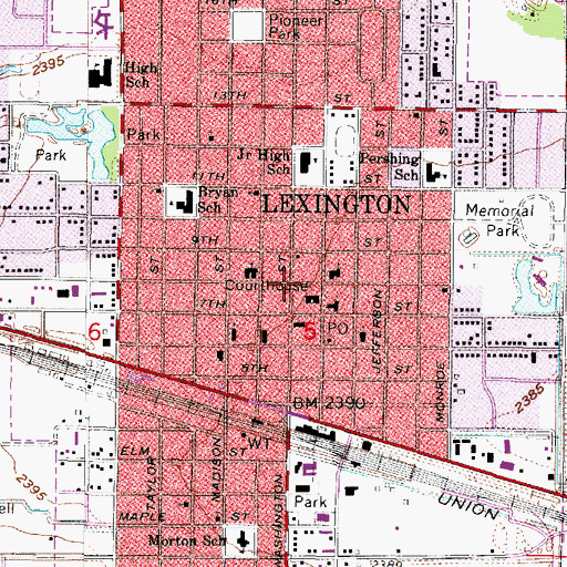 Topographic Map of Lexington, NE