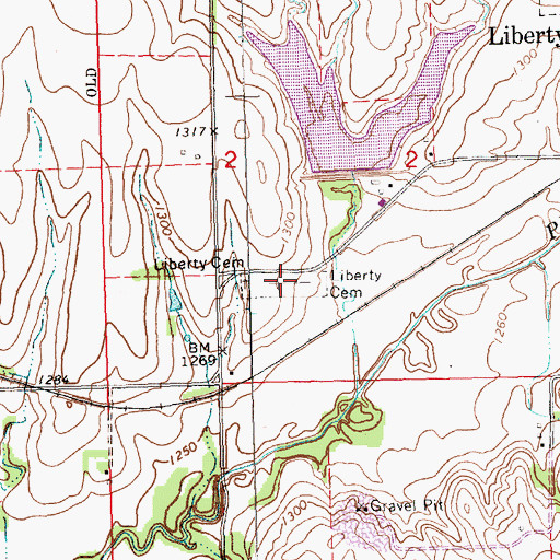 Topographic Map of Liberty Cemetery, NE