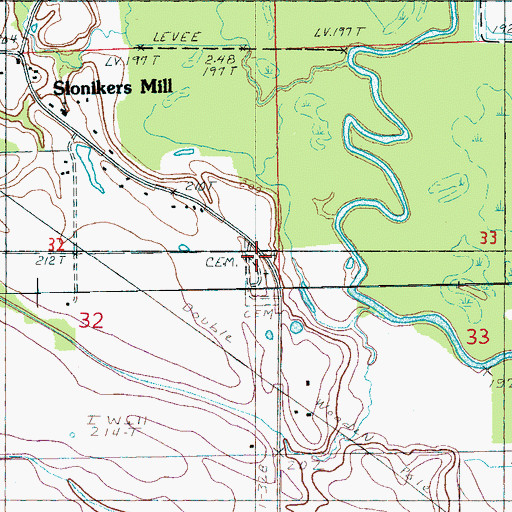 Topographic Map of Bell Cemetery, AR