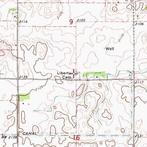 Topographic Map of Liberty Cemetery, NE
