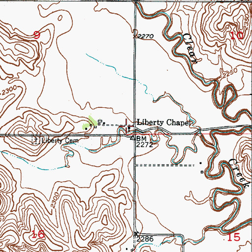 Topographic Map of Liberty Chapel, NE