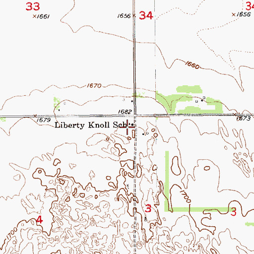 Topographic Map of Liberty Knoll School (historical), NE