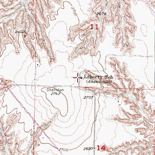 Topographic Map of Liberty School, NE