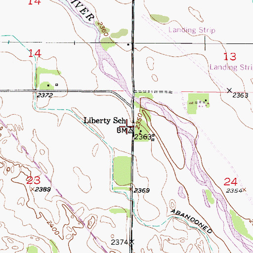 Topographic Map of Liberty School, NE