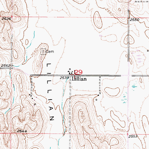 Topographic Map of Lillian, NE
