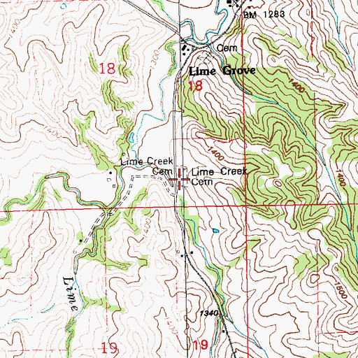 Topographic Map of Lime Creek Cemetery, NE