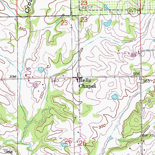 Topographic Map of Bells Chapel, AR