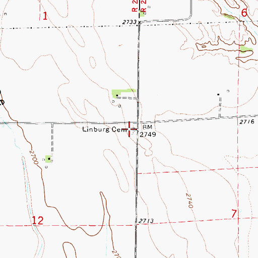 Topographic Map of Linburg Cemetery, NE