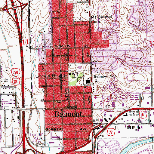 Topographic Map of Lincoln Heights Park, NE