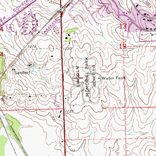 Topographic Map of Lincoln Memorial Park, NE