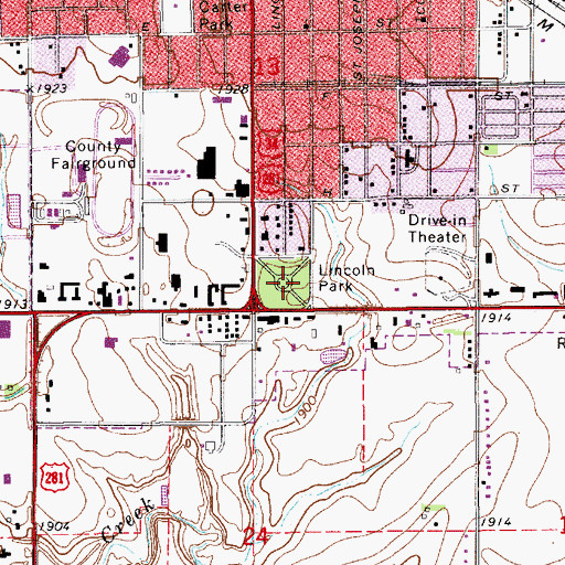 Topographic Map of Lincoln Park, NE