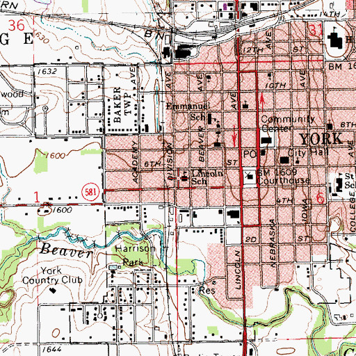 Topographic Map of Lincoln School, NE