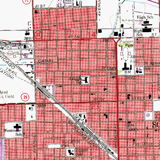 Topographic Map of Lincoln Heights Elementary School, NE