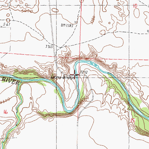 Topographic Map of Lions Bridge, NE