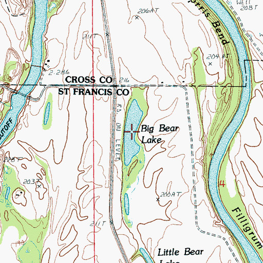 Topographic Map of Big Bear Lake, AR