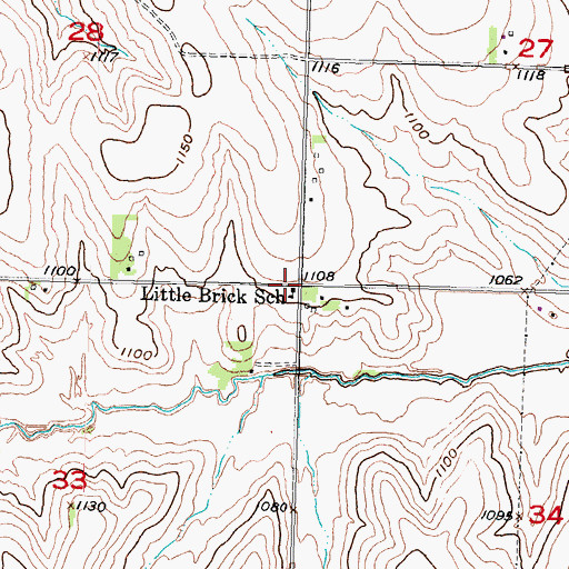 Topographic Map of Little Brick School (historical), NE