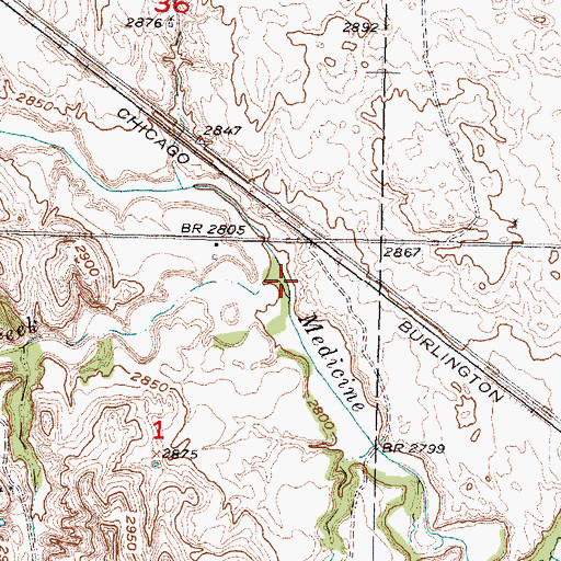 Topographic Map of Little Medicine Creek, NE