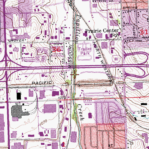 Topographic Map of Little Papillion Creek, NE