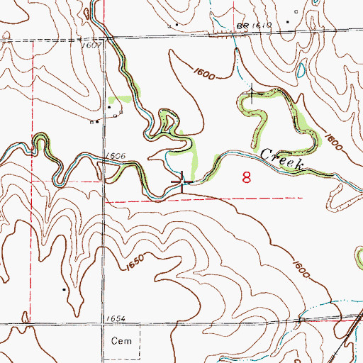 Topographic Map of Little Sandy Creek, NE