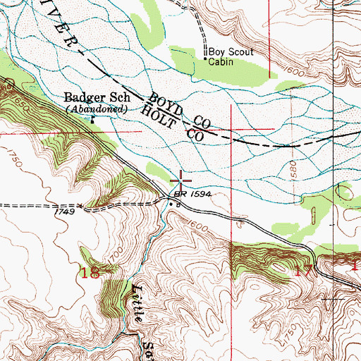 Topographic Map of Little Sandy Creek, NE