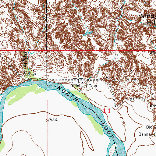Topographic Map of Littlefield Cemetery, NE