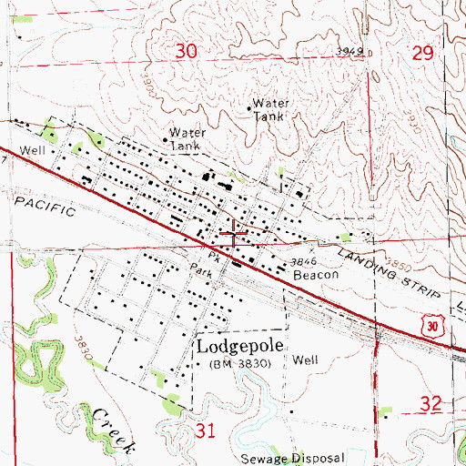 Topographic Map of Lodgepole, NE