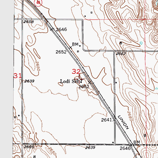 Topographic Map of Lodi School (historical), NE