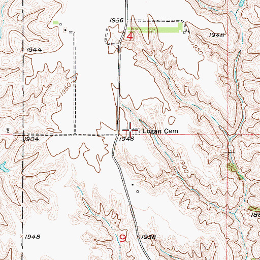 Topographic Map of Logan Cemetery, NE