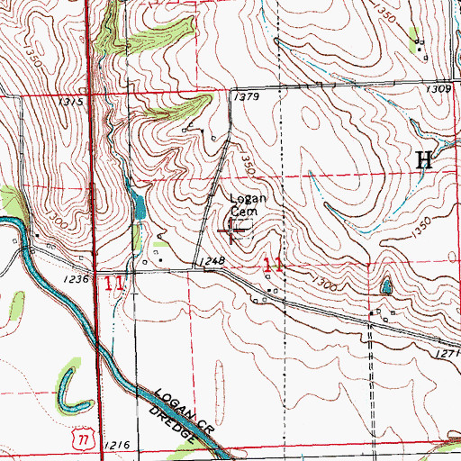 Topographic Map of Logan Cemetery, NE