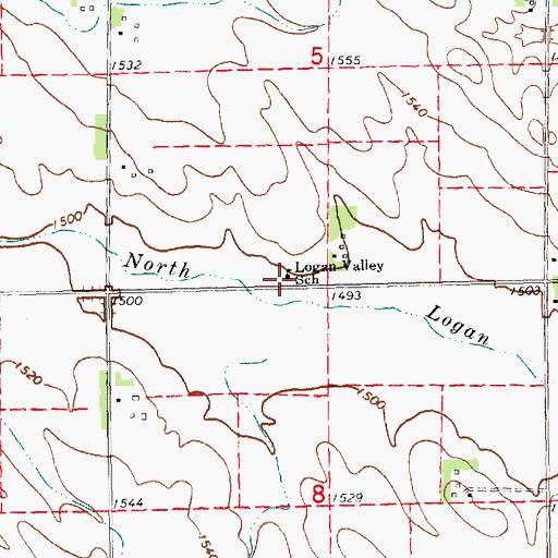 Topographic Map of Logan Valley School, NE