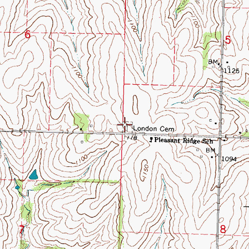 Topographic Map of London Cemetery, NE